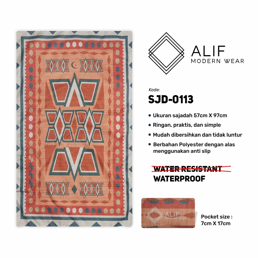 ALIF SAJADAH TRAVEL / SAKU / PORTABLE / WATERPROOF ( ALIF MODERN WEAR SJD-0113 )