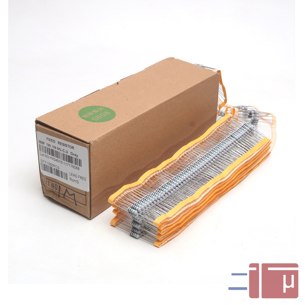 x10 Resistor 1M 1 Mega 1W Metal Oxide 5% Taiwan Kaki Tembaga