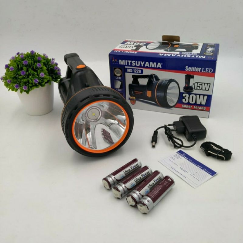 Senter LED 50Watt + Emergency 15Watt Mitsuyama MS - 1221 / Senter Tangan LED 50W