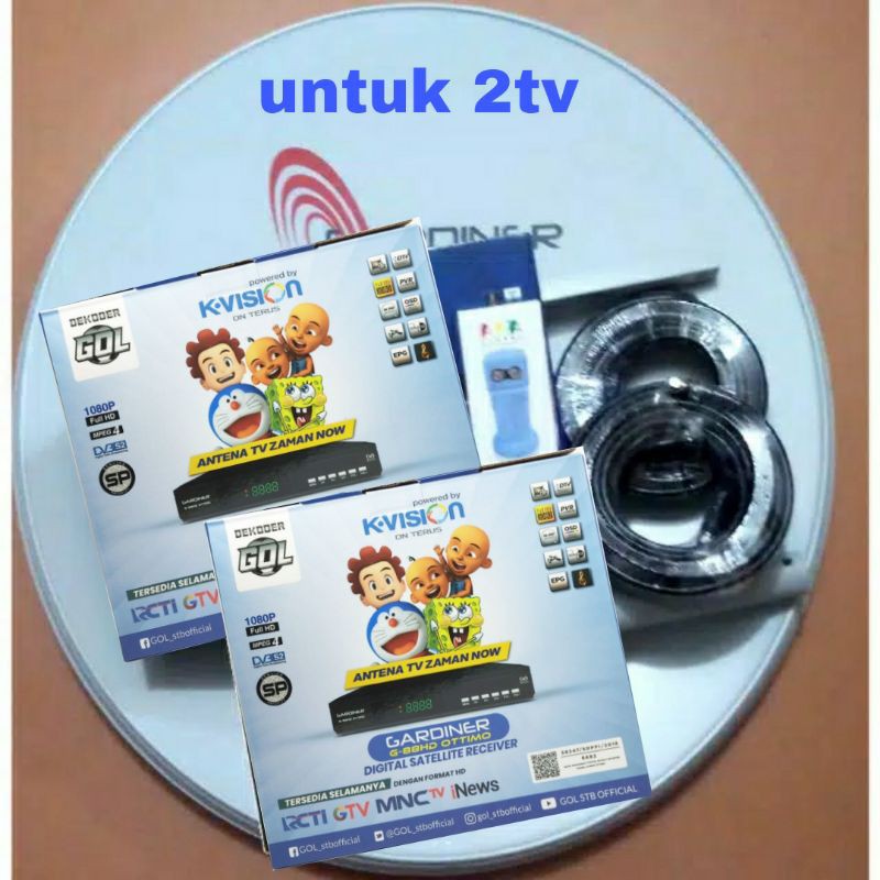 Antena Parabola 60cm lengkap untuk 2TV receiver Gardiner Ottimo free channel