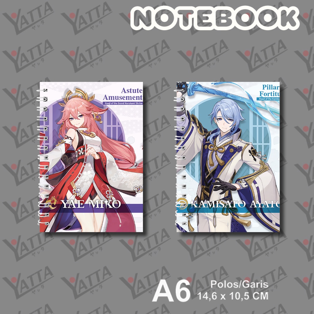 

Notebook Anime Genshin Impact Seri 5 Miko Kamisato Ayato Ukuran A6 14,6 x 10,5 cm YOTAKUSHOP