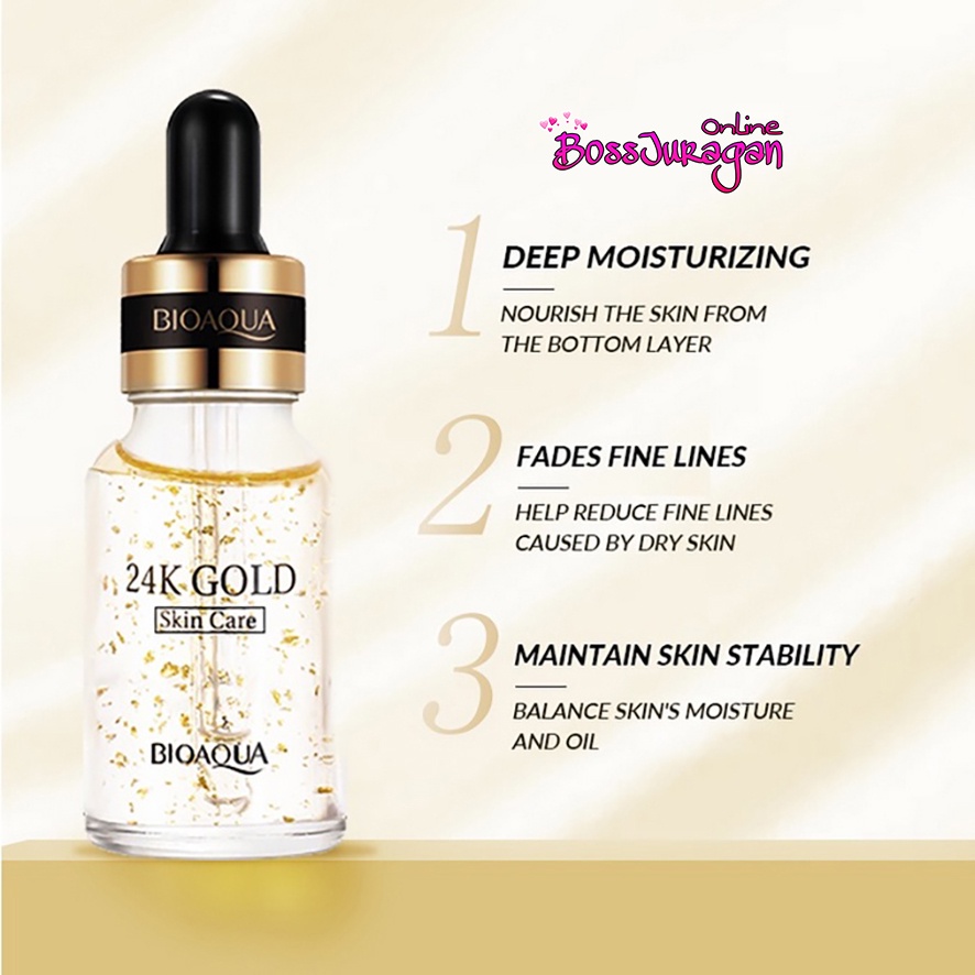 (BOSS) BIOAQUA 24K Gold Skin Care / Serum Wajah / Essence Cream / Cleanser Pembersih Wajah