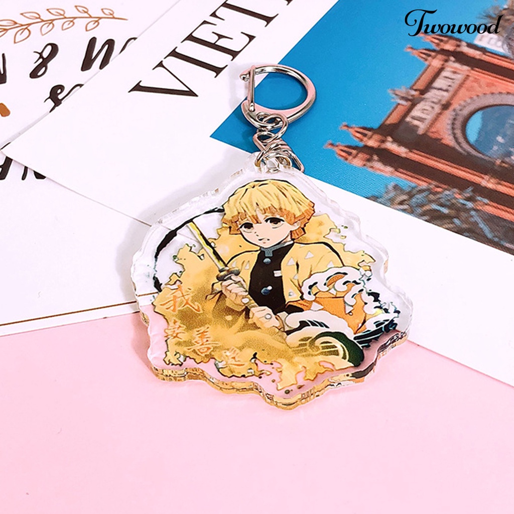 Gantungan Kunci Dua Sisi Desain Anime Demon Slayer Bahan Akrilik Untuk Hadiah