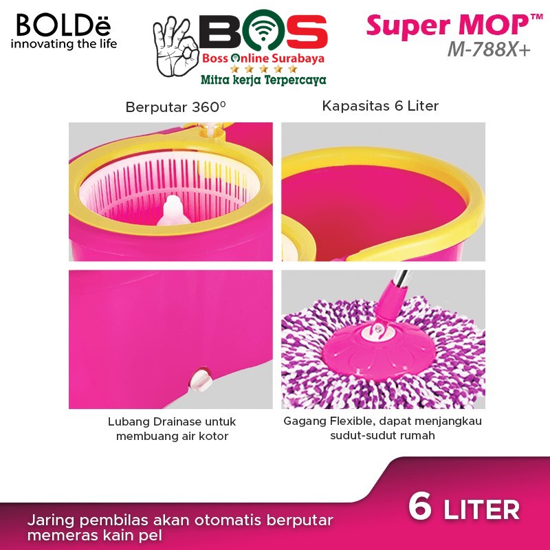 Alat Pel Lantai Bolde Super Mop M-788X+ Alat Pel Putar M 788X+