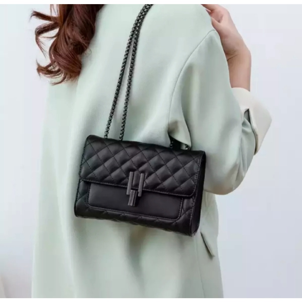 IDH Fashion TAS IMPORT PESTA HITAM WANITA KOREA RANTAI TA240B5 DIOCA KULIT FASHION BATAM MURAH SELEMPANG PREMIUM