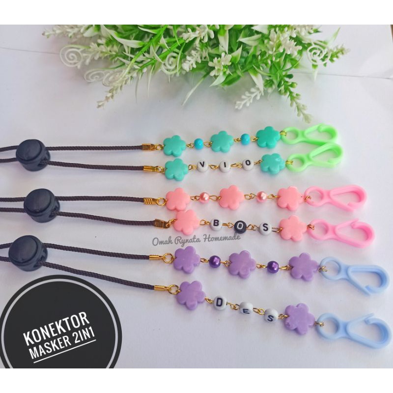 strap masker hijab 2in1 / konektor custom nama / Konektor Anak Perempuan
