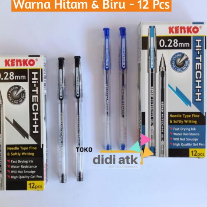 

Kekinian - Pulpen Kenko Hi-TECH-H 0.28mm Hitam & Biru 1 Box 12 Pcs !!