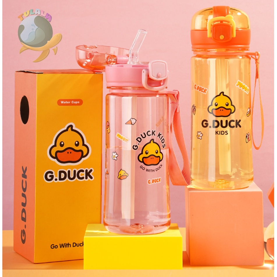 [TULALA SHOP]Botol minunJerami Anak Karakter duck/Botol Minum Import Kualitas Tinggi/Botol Minum Lucu Motif Karakter Imut dengan Sedotan Tempat Air Minum Sedotan Straw Water Bottle Wadah