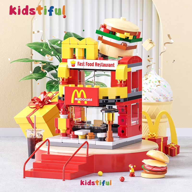 Mainan Blok Seri Toko Burger Model Mainan Edukasi Mainan Bricks Anak Perempuan