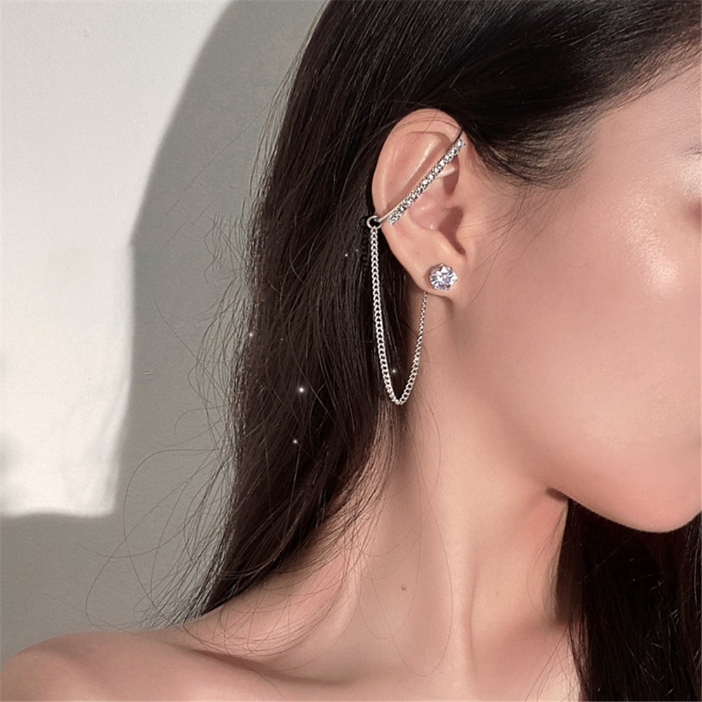 【COD Tangding】Earring with Chain New Fahion Korea Womne Girl Party Accessories