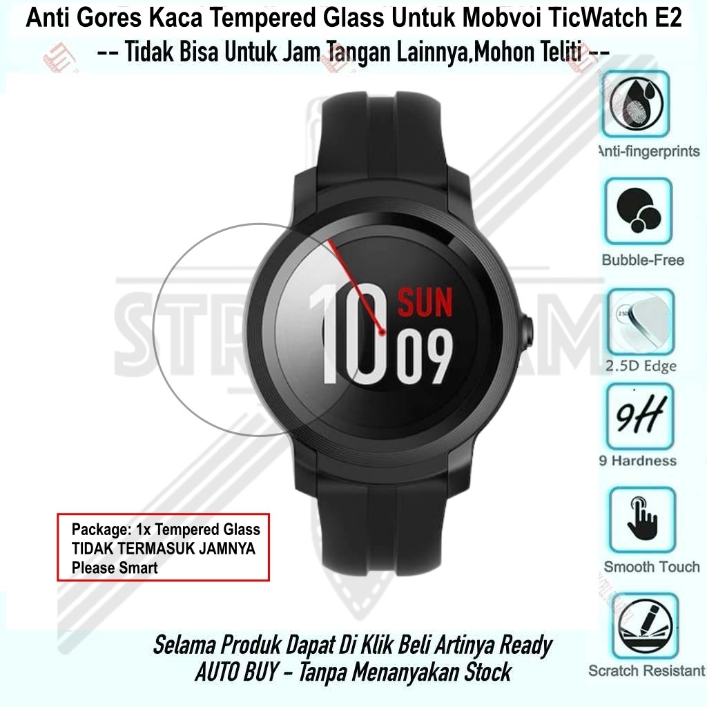 Anti Gores Mobvoi TicWatch E2 - Bahan Kaca Tempered Glass Bukan Plastik