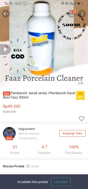 (cod)pembersih Noda Keramik & Toilet Membandel Paling Ampuh / Pembersih Kerak Lantai Menahun
