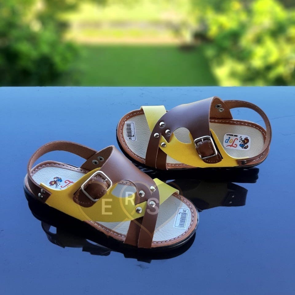 TOKOERS SDL08 Sepatu Sandal Kulit Sintetis Tali Perepet Anak Laki Laki Umur 1 2 3 4 5 6 tahun