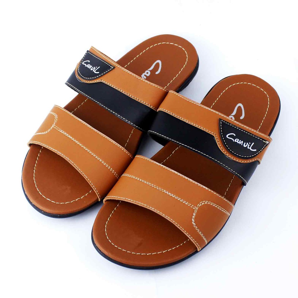 Sandal Selop Pria Virale - Sandal Casual - Sandal Slop Pria CVL-11 Tan