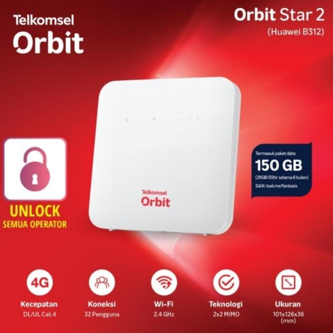 Telkomsel Orbit Star 2 Unlock Huawei Modem Wifi Router 4G Free 150Gb
