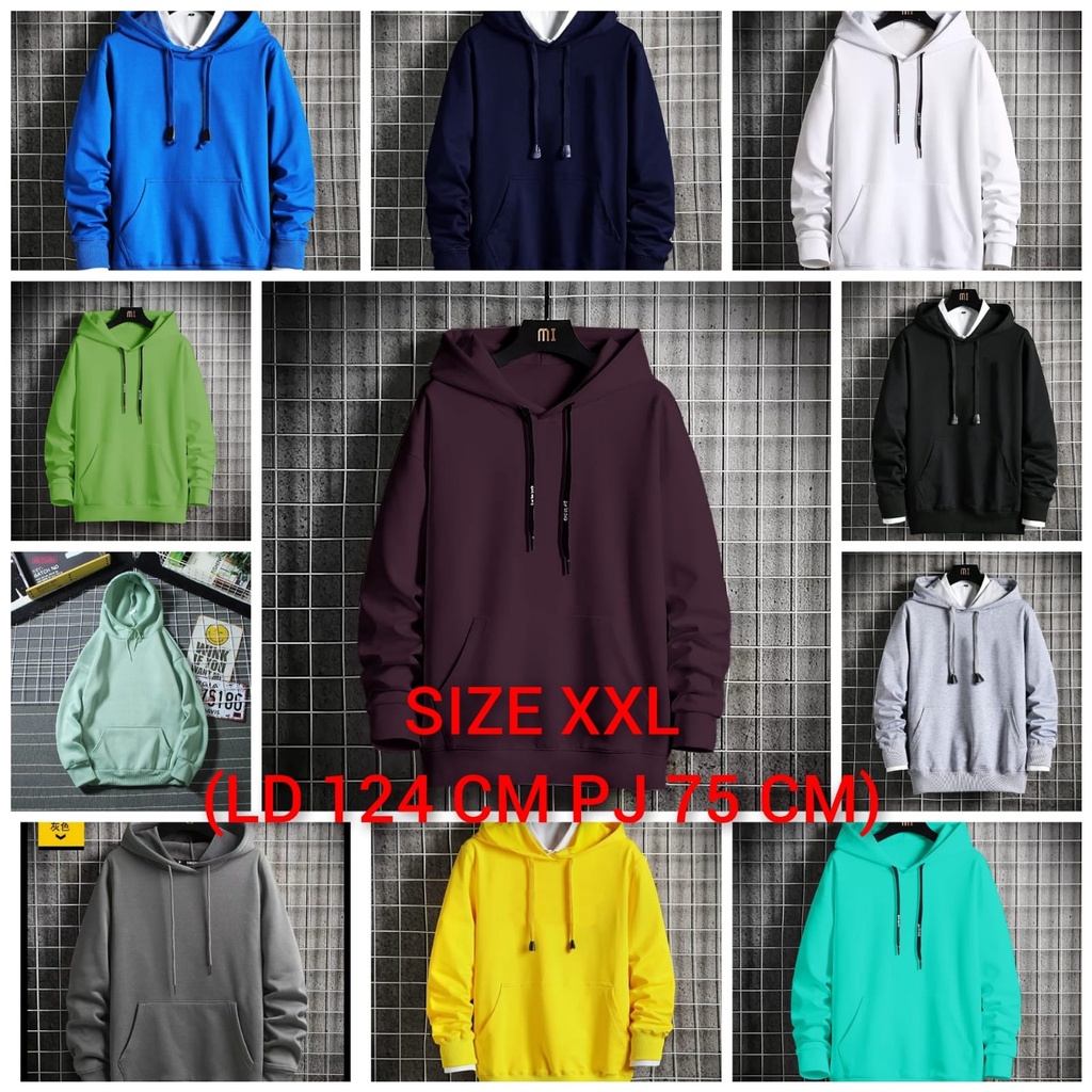 JOSJOLI_STORE/Sweater Hoodie Polos/Atasan Pria Dewasa Lengan Panjang/M L XL