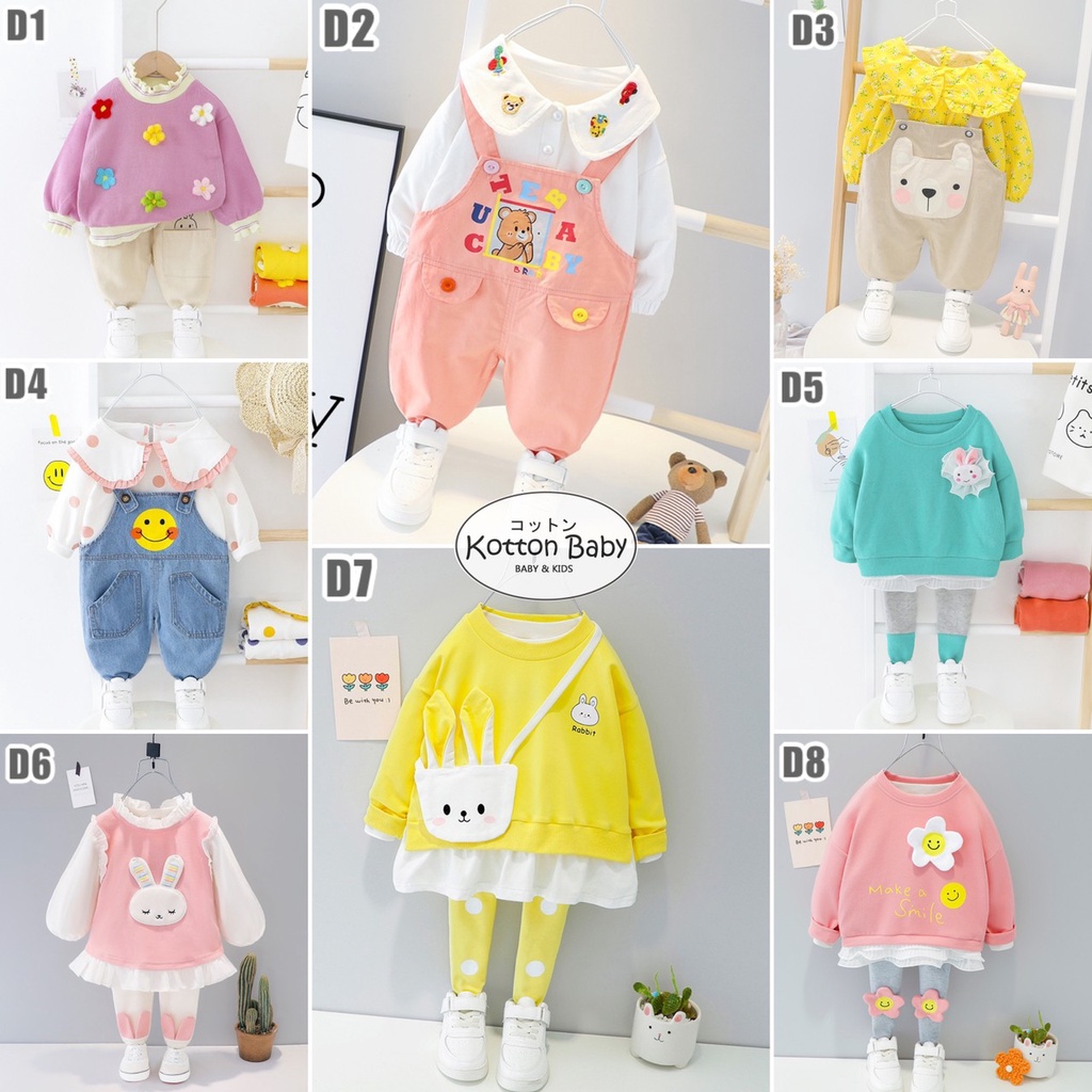 1-5thn | Setelan Tshirt + Celana (1 set) Perempuan Bayi Anak Pakaian anak Kaos Bayi vol.D Catalog