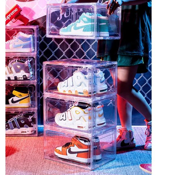 KOTAK SEPATU TRANSPARANT ABS SIDE DOOR / TEMPAT SEPATU / KOTAK PENYIMPANAN SEPATU BESAR / RAK SEPATU