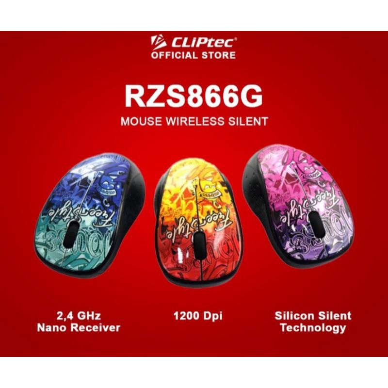 Mouse Wireless Silent RZS866G 2.4Ghz,cliptec