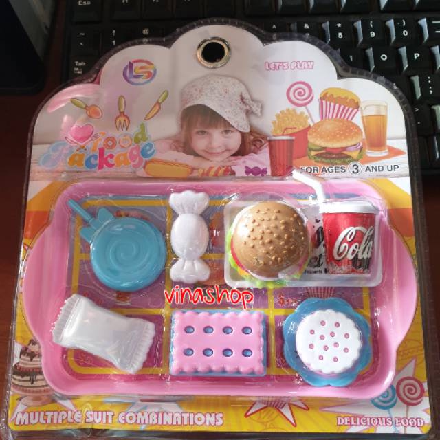 Mainan Fast Food Food Package MCD KFC Nampan Burger Coca Cola Permen Biskuit Mainan