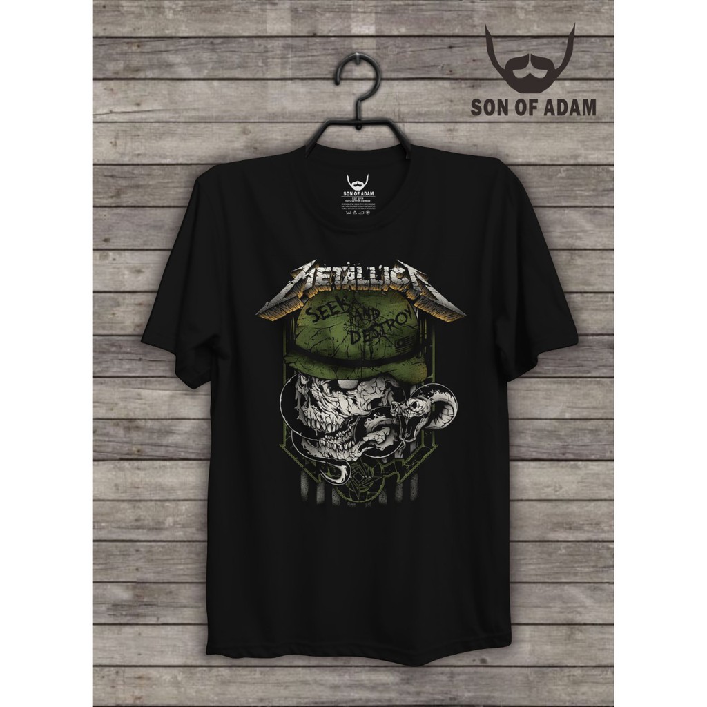 KAOS PRIA SABLON DTG METTALICA SEEK AND DESTROY