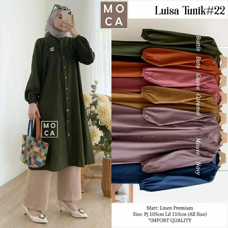 Luisa Tunik #22, TUNIK LINEN POLOS SUPER CANTIK FIT XXL LD 114 BAHAN LINEN PREMIUM TERMURAH OOTD