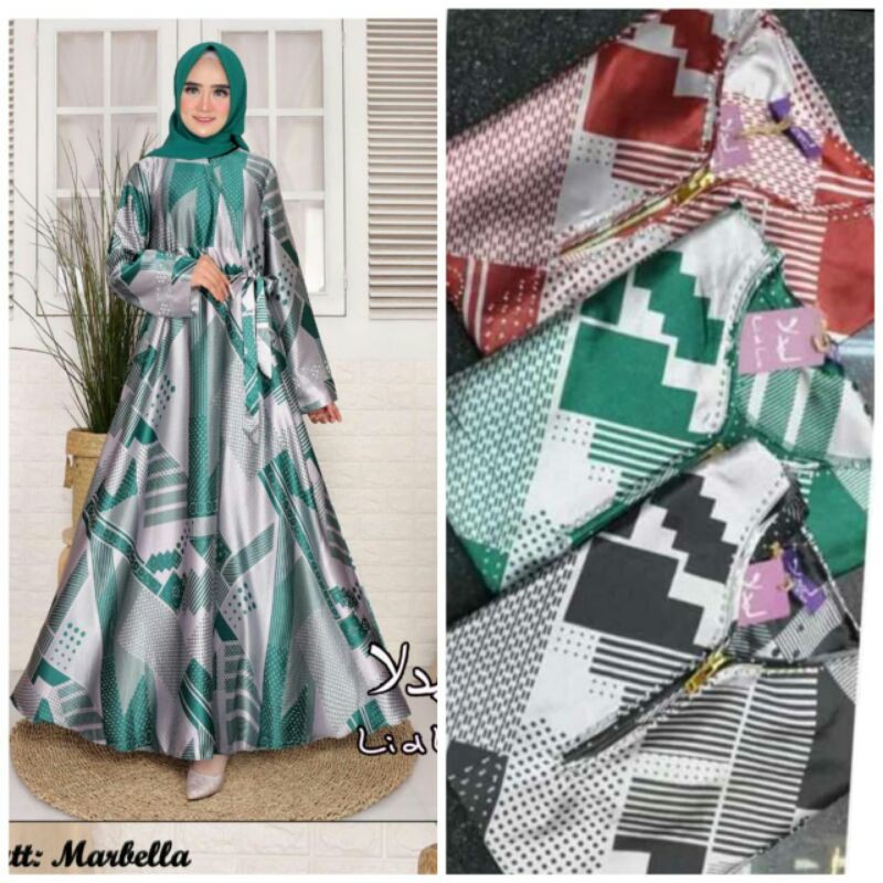 Gamis Muslimah Original motif asbrak lidla kamees Terlaris tahun ini