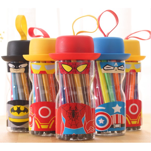 Spidol Warna Anak Impor Karakter AVENGERS Superhero Hero Set Spidol Warna Botol Unik / Coloring Pen