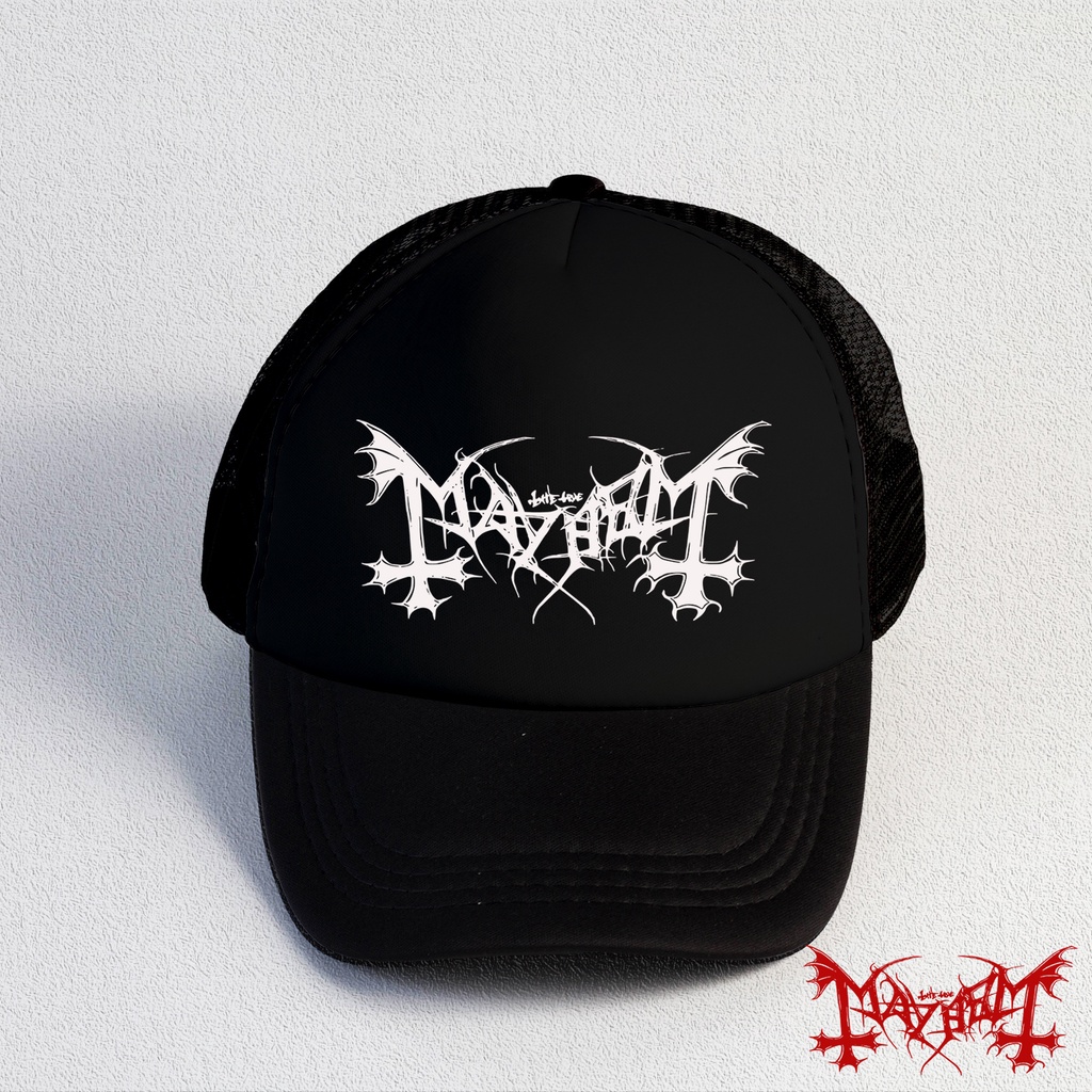 MAYHEM / TOPI METAL / TOPI BAND /TOPI DISTRO/HAT/TRUCKER DISTRO  / TRUCKER BAND/TOPI JARING DISTRO/TOPI JARING BAND