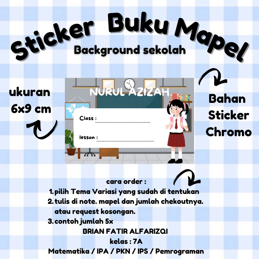 

Stiker Nama Kelas Mata Pelajaran