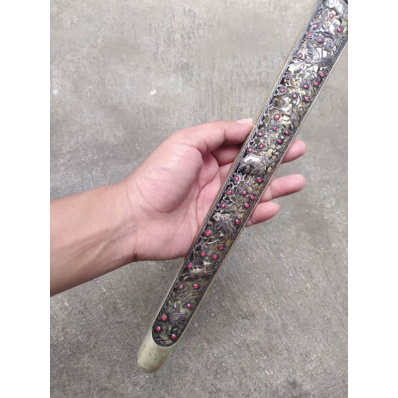 Pendok Keris Topengan Alas Alasan Antik Model Krawang Mata Yakut