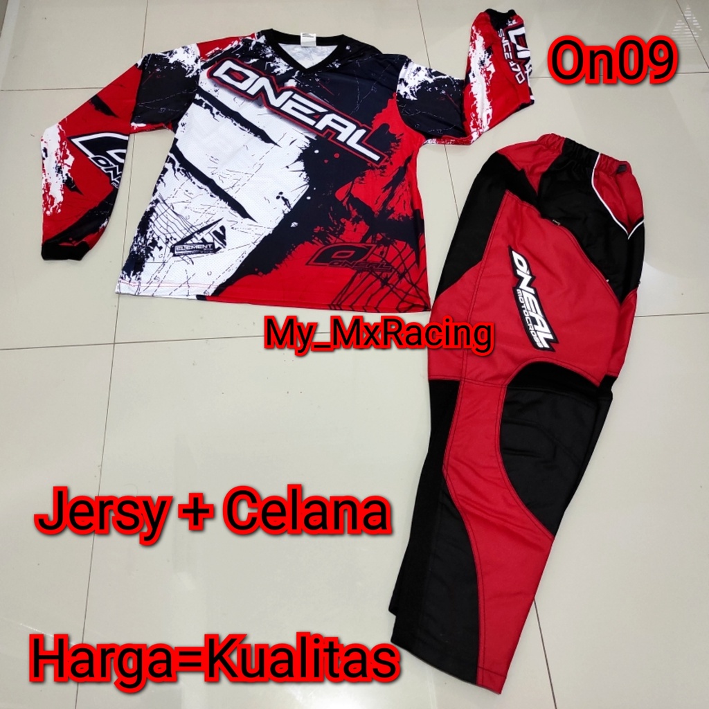 jersy cross trail baju offroad printing satu set jersey kualitas premium celana cross dan baju