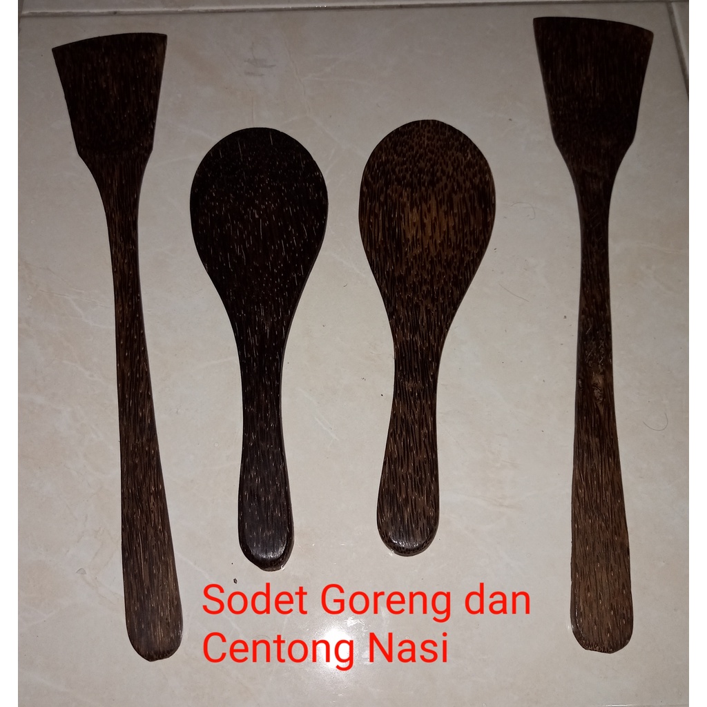 Sodet Goreng dan Centong Nasi Kayu Aren  dapat 4 biji