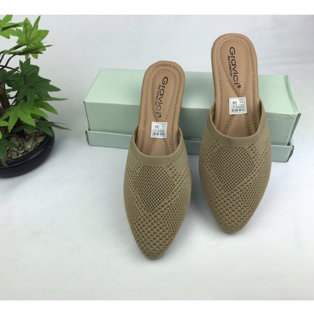 Sandal Flat Wanita Anti Slip Bahan Rajut Import SF-67 GRAVICI