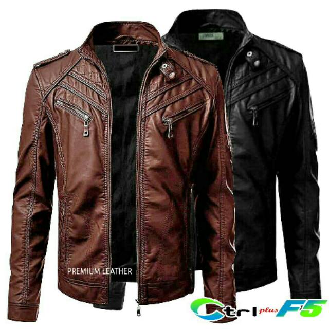 NEW Jaket Kulit Pria Elegan Brownie Trend 2021 Boy Motor Cowok Semi Kulit Pria Original Asli Touring