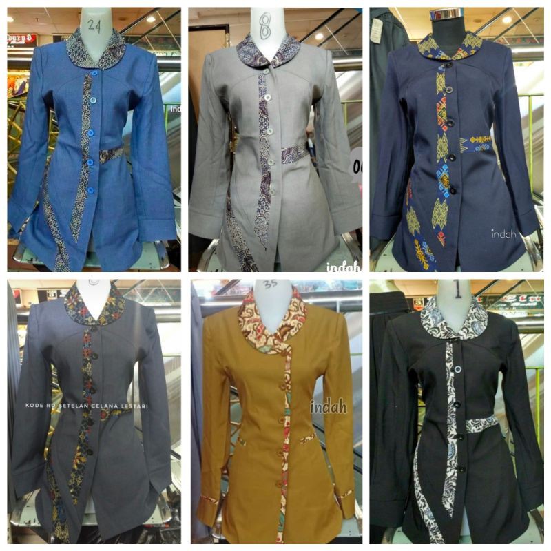 Blazer List Batik banyak warna, Seragam Kerja, Seragam kantor, Jas wanita
