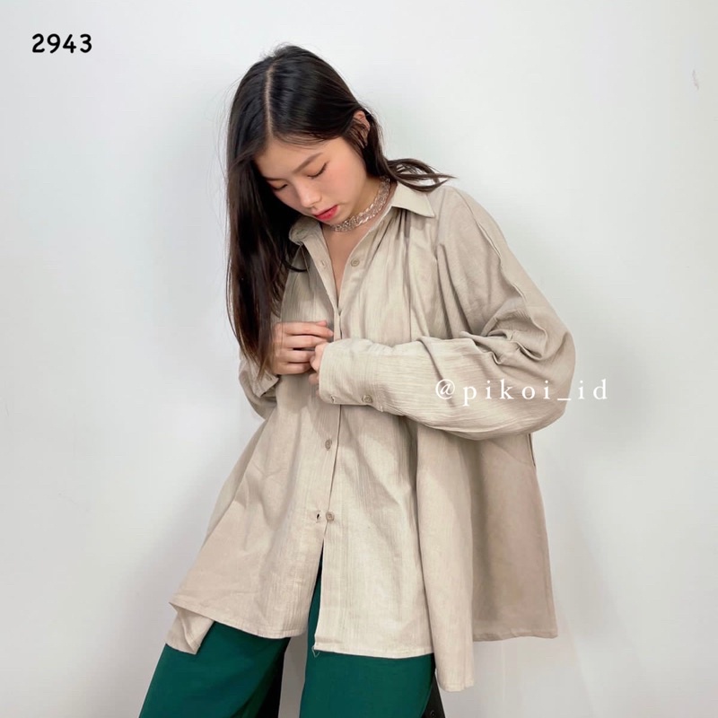 Kemeja Putih Korea Oversize / Kemeja Hitam Polos Wanita / Kemeja Lengan Panjang Oversize Shirt /2943