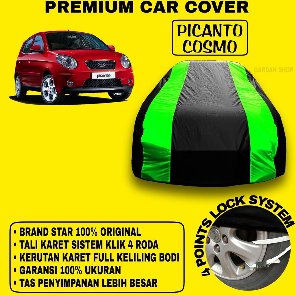 Body Cover PICANTO COSMO Sarung Strip HIJAU Penutup Pelindung Bodi Mobil Picanto Cosmo PREMIUM