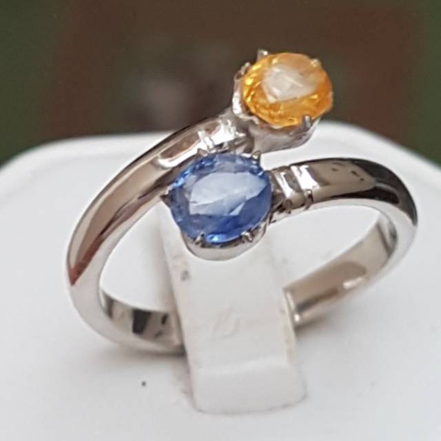 D168 cincin perak blue yellow safir biru kuning yakud yakut estimasi ceylon srilanka