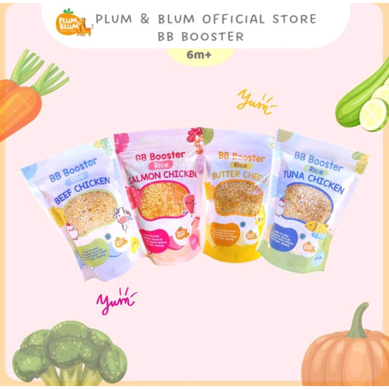 Plum and Blum BB Booster Rice MPASI Plum &amp; Blum Butter Rice Beef curry Tuna Chicken Beef