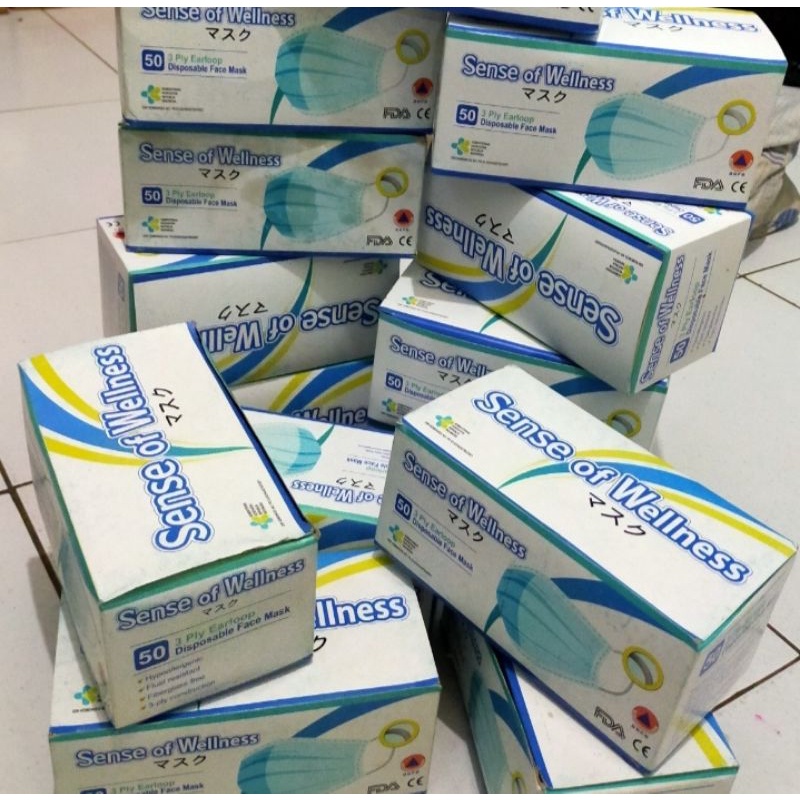 MASKER Sense Original Ada EMBOSS 3 Play Earloop Surgical Facemask Isi 50 Pcs