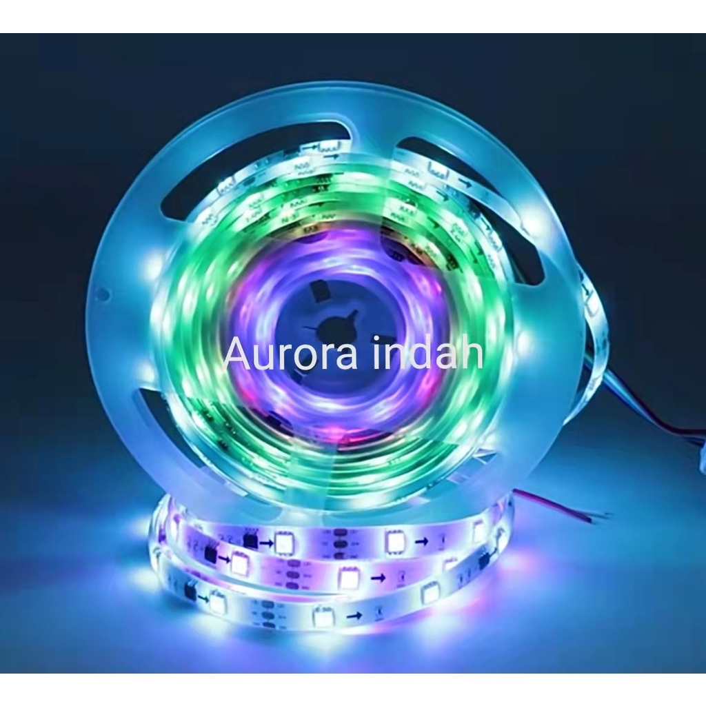 LAMPU STRIP RGB 5050 WARNA WARNI RUNNING NYALA OTOMATIS SET + ADAPTOR 5METER (TANPA REMOTE) TIKTOK