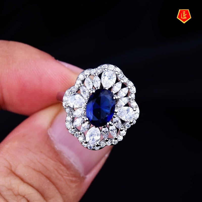 [Ready Stock]Elegant Luxury Natural Sapphire Ring