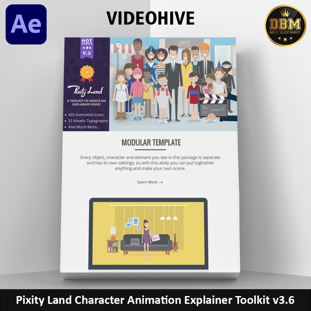 Pixity Land Character Animation Explainer Toolkit V3 - After Effects Project Files