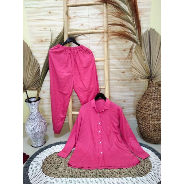 One Set Kemeja Polos Rayon Kekinian