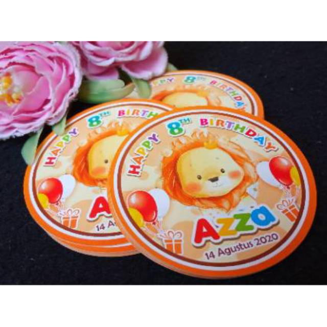 8x8 cm Stiker  Ulang Tahun  Bulat Sticker Bento Tumpeng 