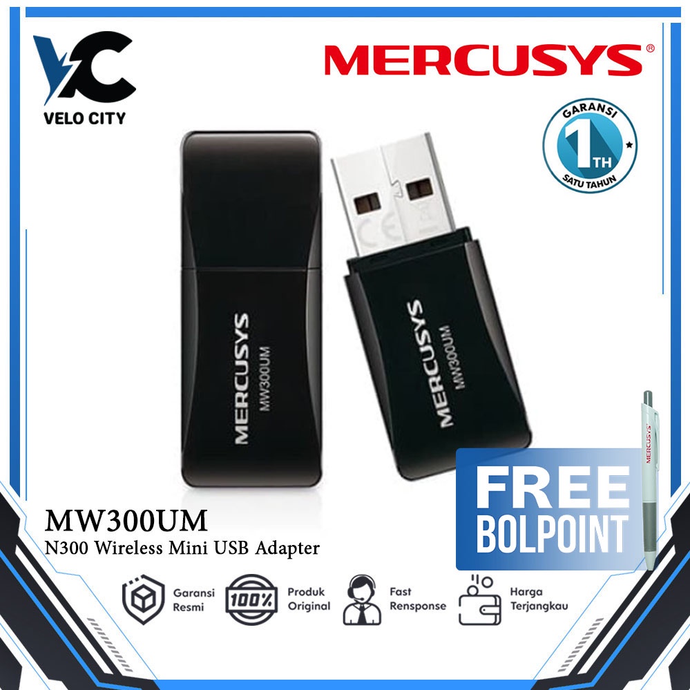 Mercusys MW300UM N300 Wireless Mini USB Adapter garansi Resmi 1 Tahun