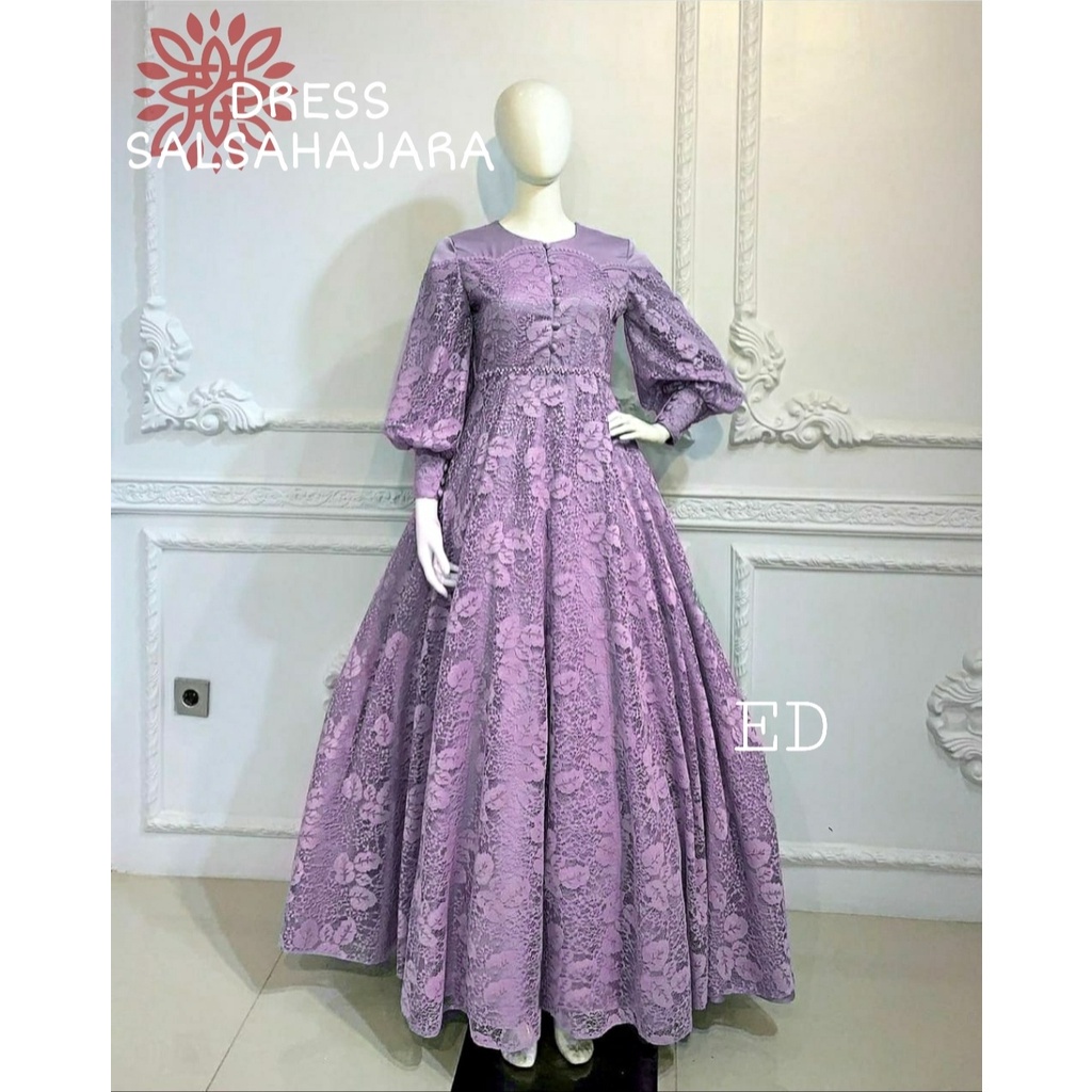 Baju Pesta Gamis Brukat Mewah Cantik Adem Kondangan Trand Viral Terbaru 2022 Dress Salsahajara Model