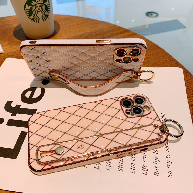 Soft Case Pelindung Lensa 6d Plating Dengan Gelang Lanyard Untuk Iphone 12 11 Pro Max 7 + 8plus X Xs Max Xr Se 2020