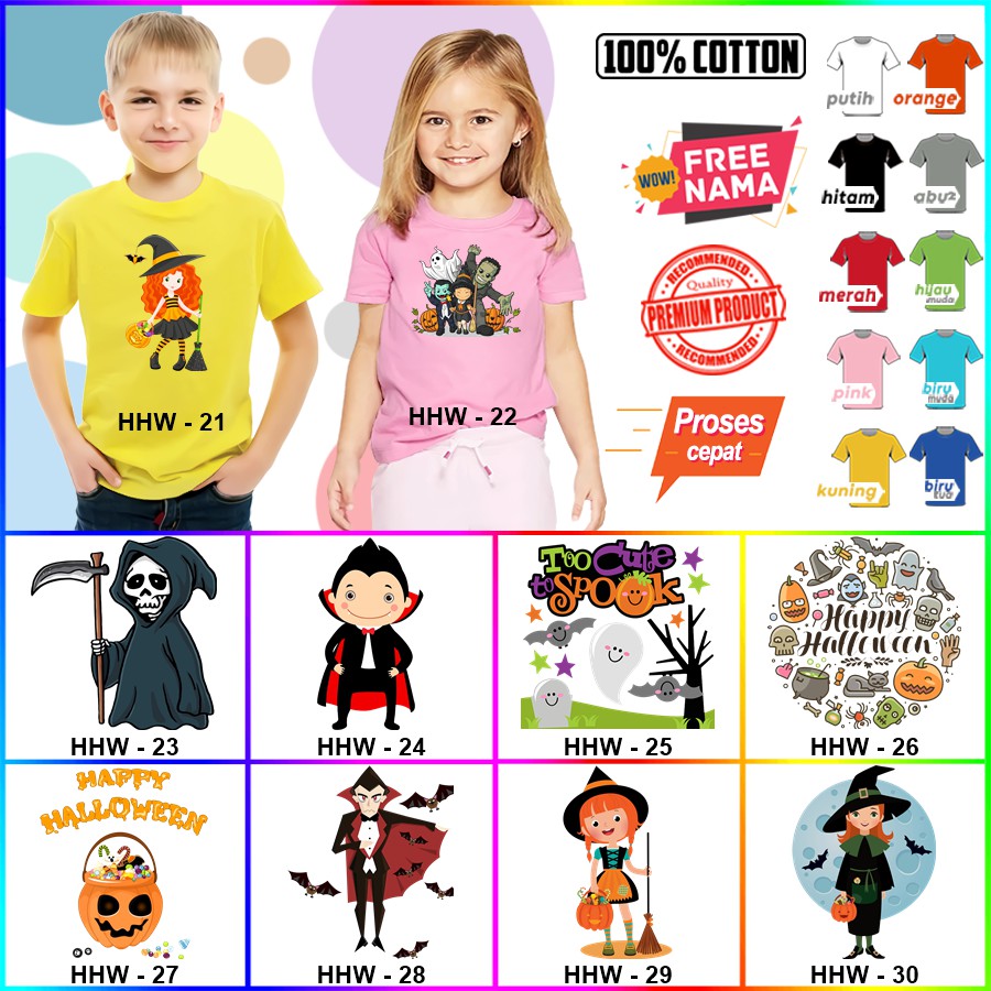 Baju Kaos ANAK DAN DEWASA HALLOWEEN COUPLE (FREE NAMA)